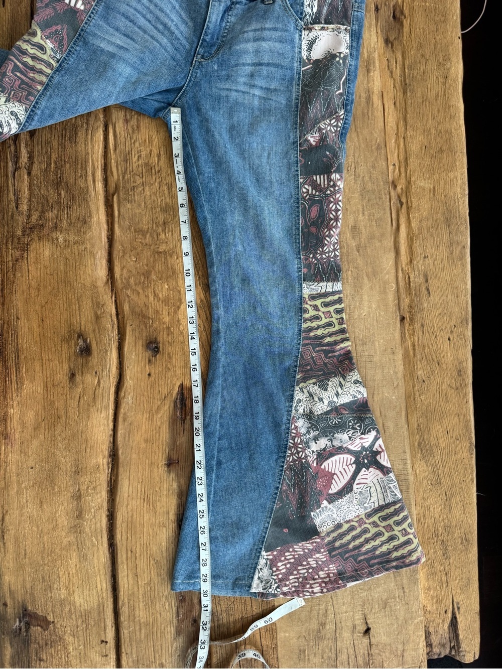 RARE Free People Bali Patchwork Flared Bell Botton Low Rise  Jeans ~ Size 31 🔥 - Picture 11 of 11